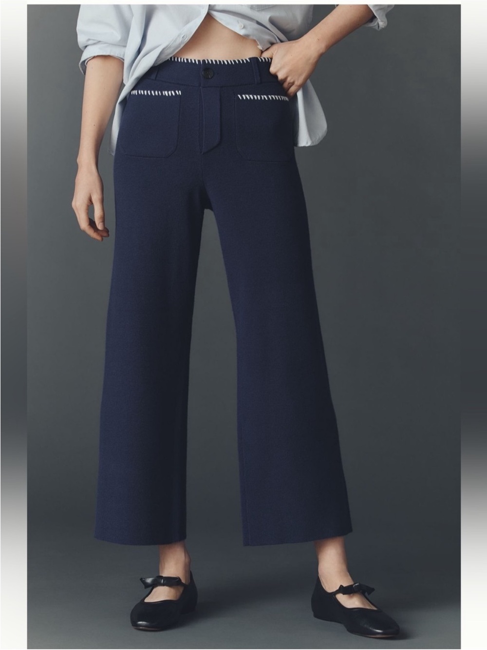 NWT The Colette Crop Whipstitch Sweater Pants by Maeve
